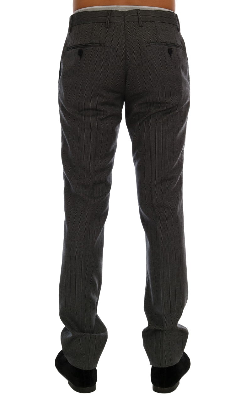 Pantaloni formali gessati di lana grigia