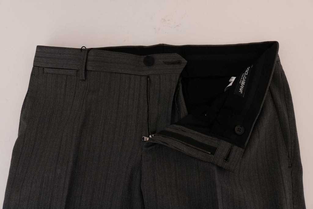 Pantaloni formali gessati di lana grigia