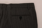 Pantaloni formali gessati di lana grigia