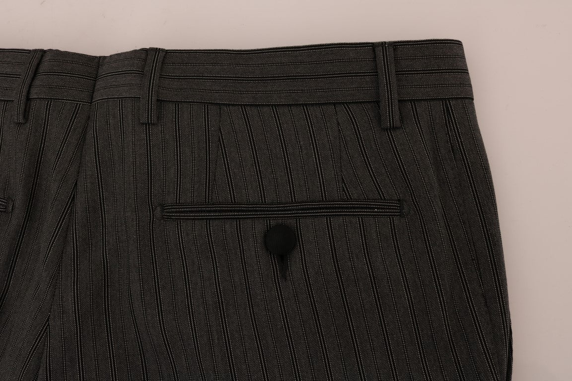 Pantaloni formali gessati di lana grigia
