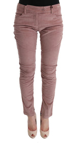 Pinkfarbene Leggings aus Samt in 7/8-Länge