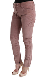 Pinkfarbene Leggings aus Samt in 7/8-Länge