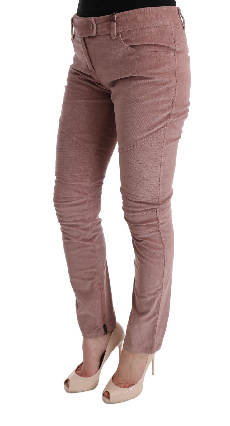 Pinkfarbene Leggings aus Samt in 7/8-Länge