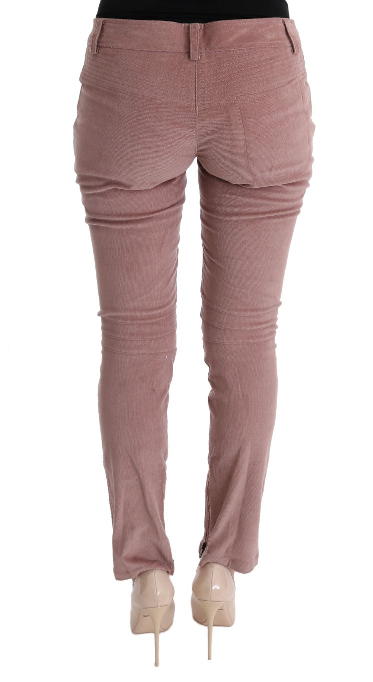 Pinkfarbene Leggings aus Samt in 7/8-Länge