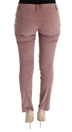 Pinkfarbene Leggings aus Samt in 7/8-Länge