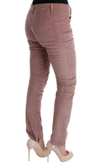 Pinkfarbene Leggings aus Samt in 7/8-Länge