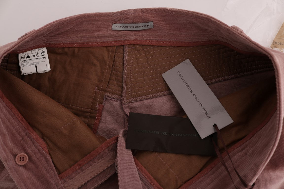 Pinkfarbene Leggings aus Samt in 7/8-Länge