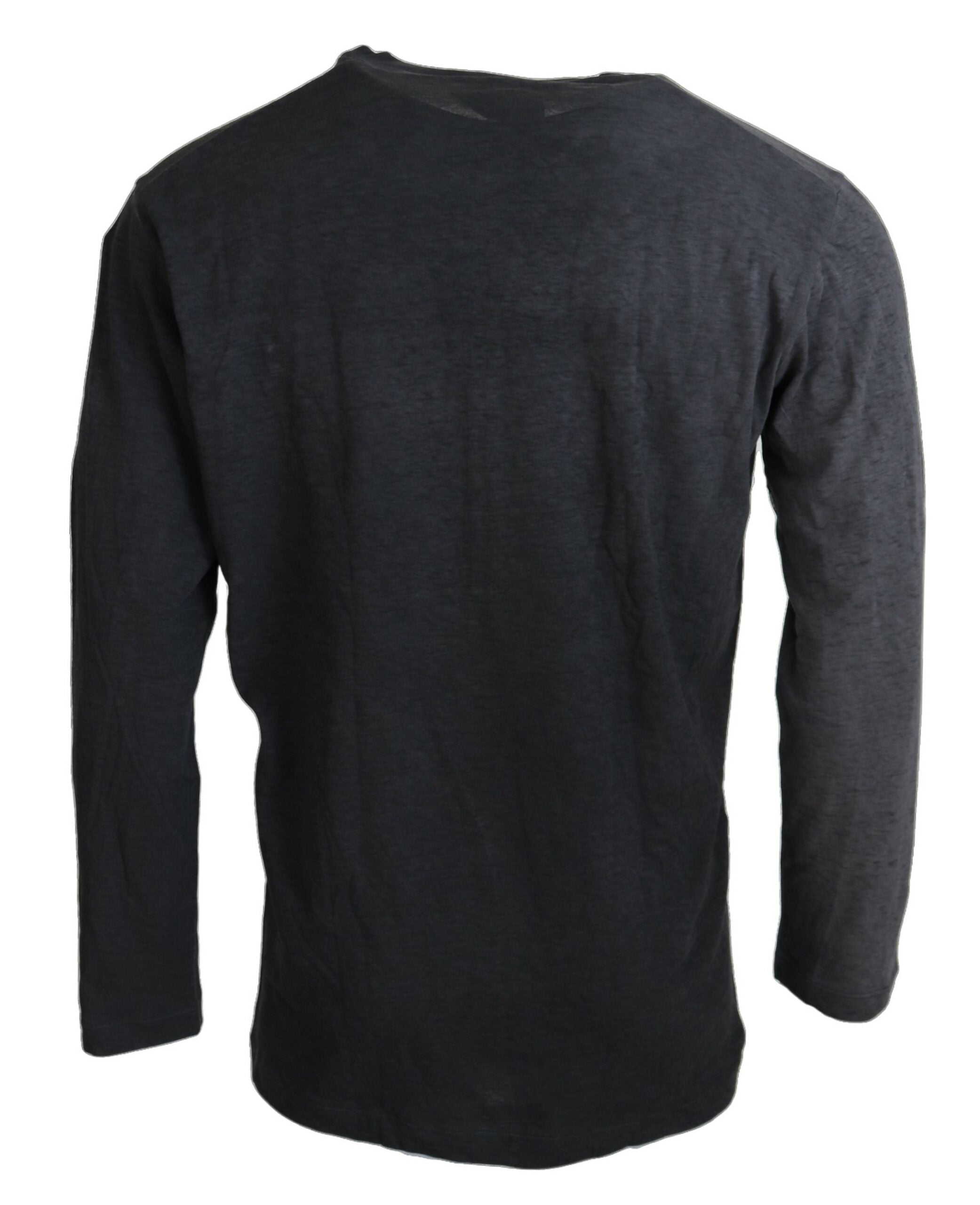 Schwarzer Pullover mit langen Ärmeln aus Baumwollleinen