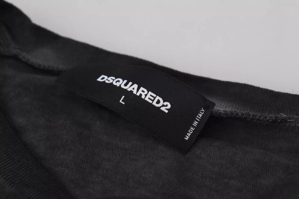 Schwarzer Pullover mit langen Ärmeln aus Baumwollleinen