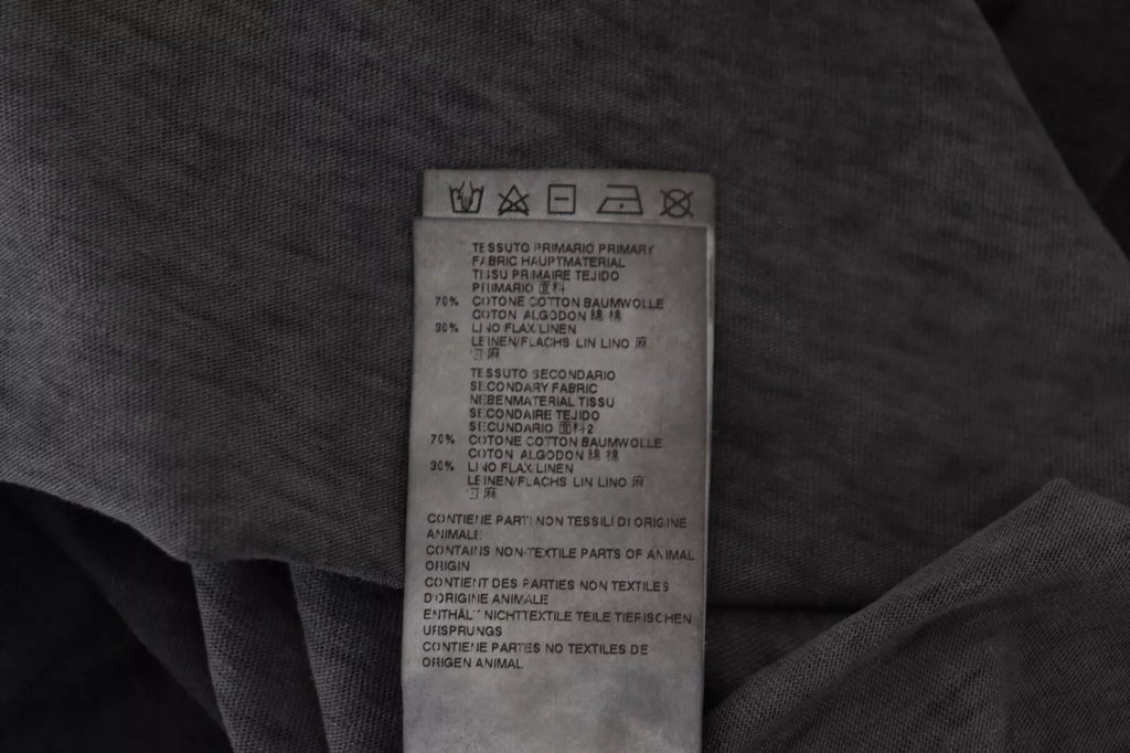 Schwarzer Pullover mit langen Ärmeln aus Baumwollleinen