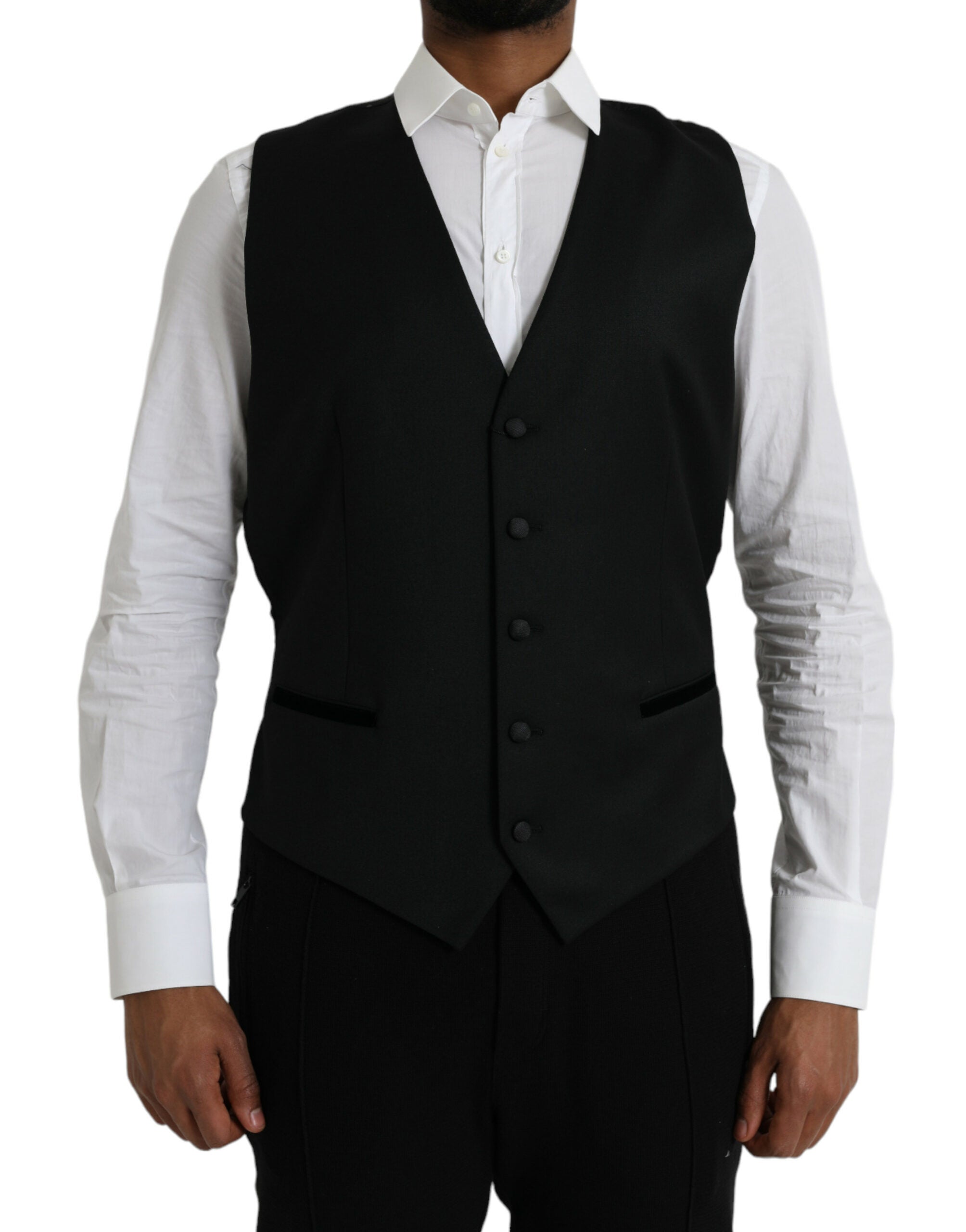 Schwarze Seidenweste Kleid Formelle Weste