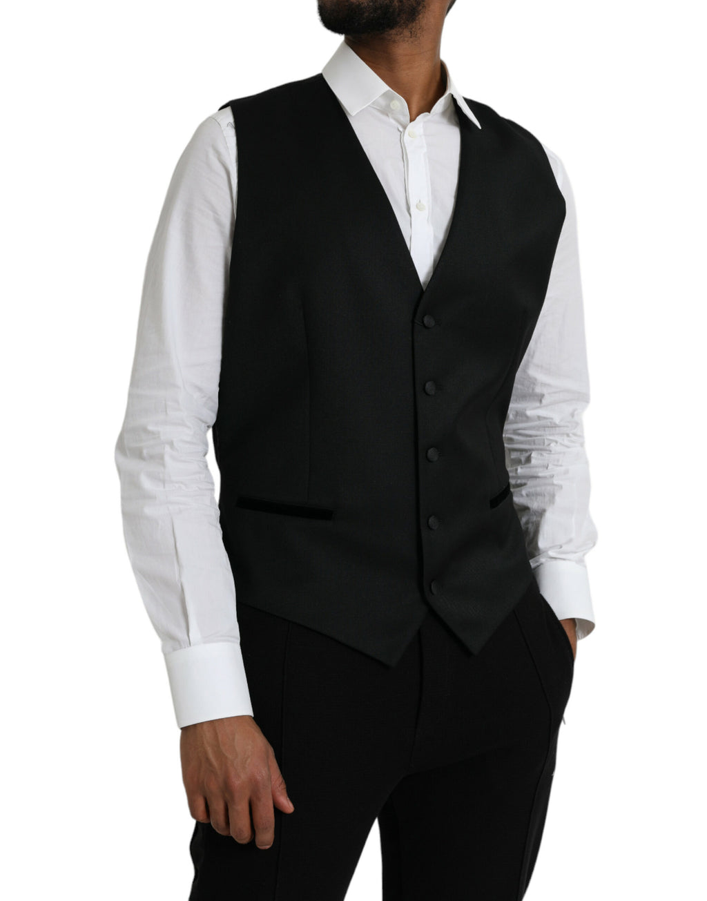 Schwarze Seidenweste Kleid Formelle Weste