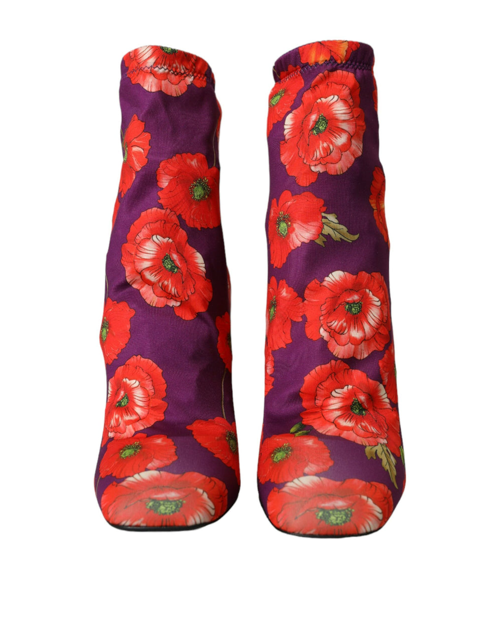 Lila Stiefel aus Blumenjersey-Stretch