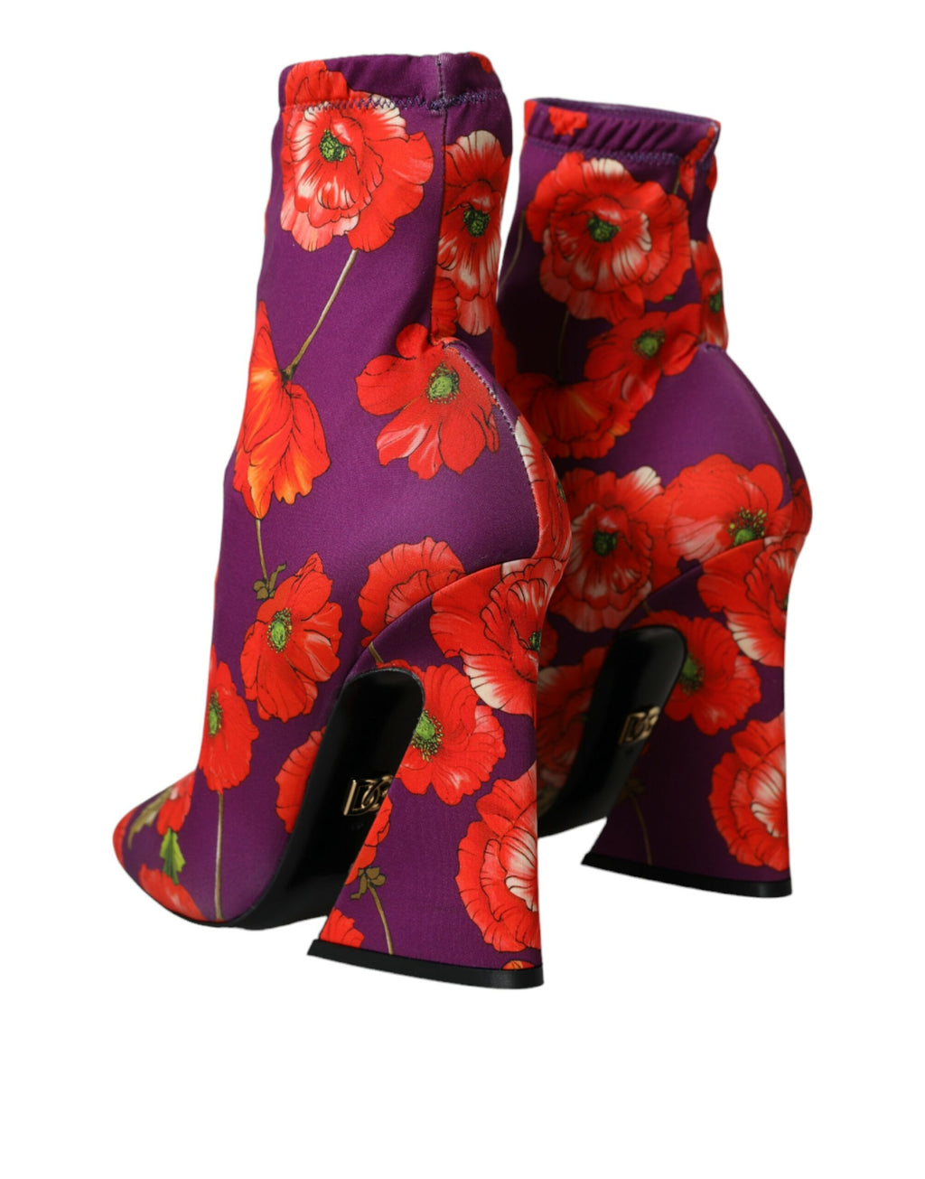 Lila Stiefel aus Blumenjersey-Stretch