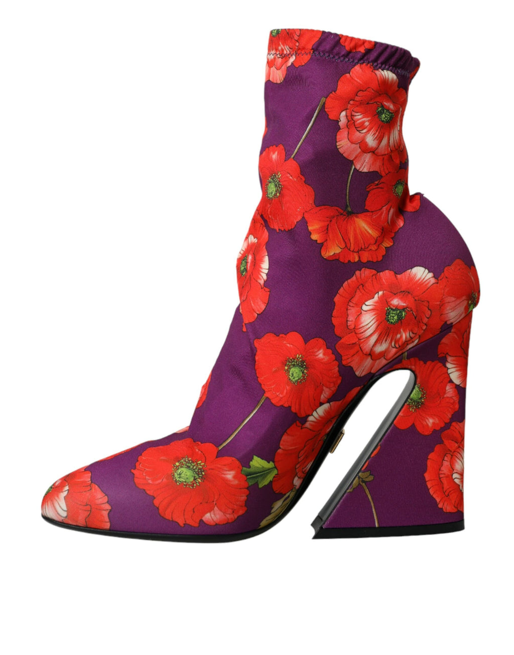 Lila Stiefel aus Blumenjersey-Stretch
