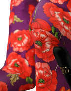Lila Stiefel aus Blumenjersey-Stretch