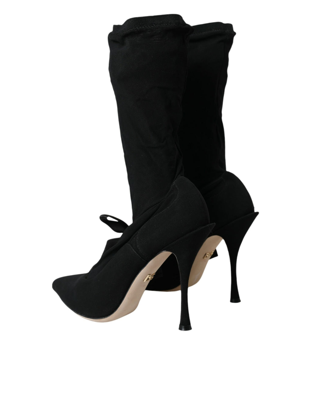 Schwarze Stiletto-Stiefeletten mit mittelhohem Schaft