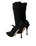 Schwarze Stiletto-Stiefeletten mit mittelhohem Schaft