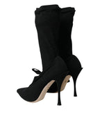 Schwarze Stiletto-Stiefeletten mit mittelhohem Schaft
