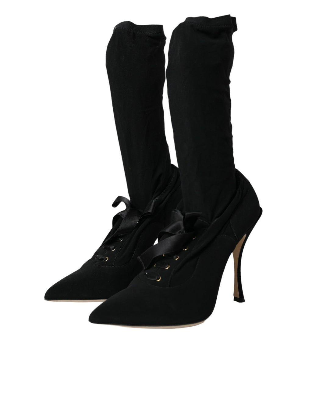 Schwarze Stiletto-Stiefeletten mit mittelhohem Schaft