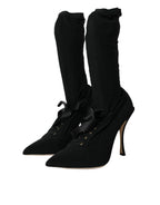 Schwarze Stiletto-Stiefeletten mit mittelhohem Schaft