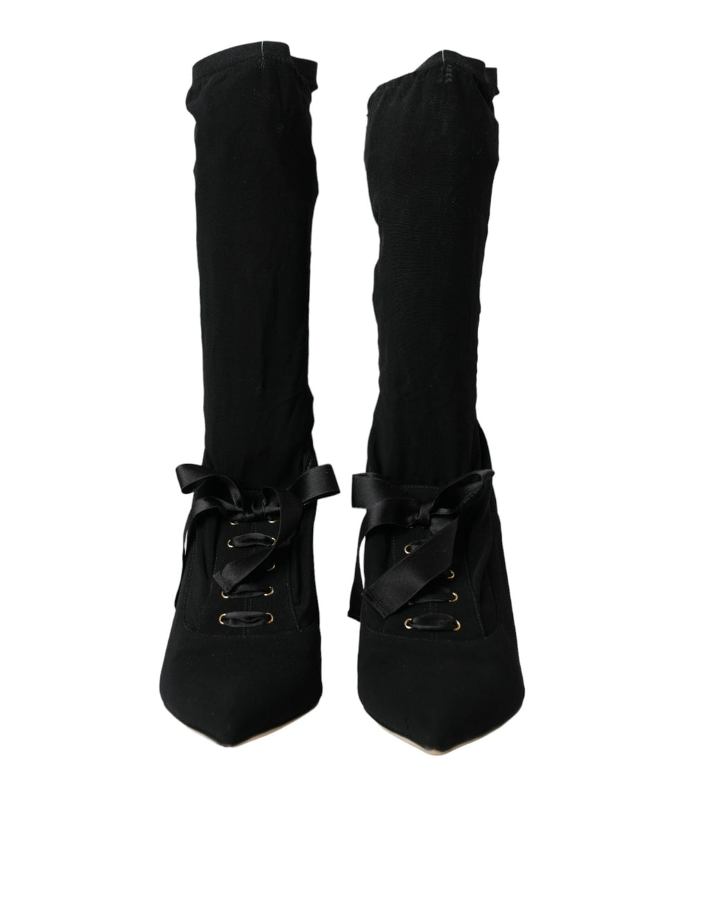 Schwarze Stiletto-Stiefeletten mit mittelhohem Schaft