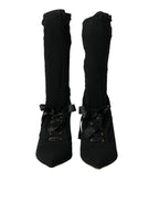 Schwarze Stiletto-Stiefeletten mit mittelhohem Schaft