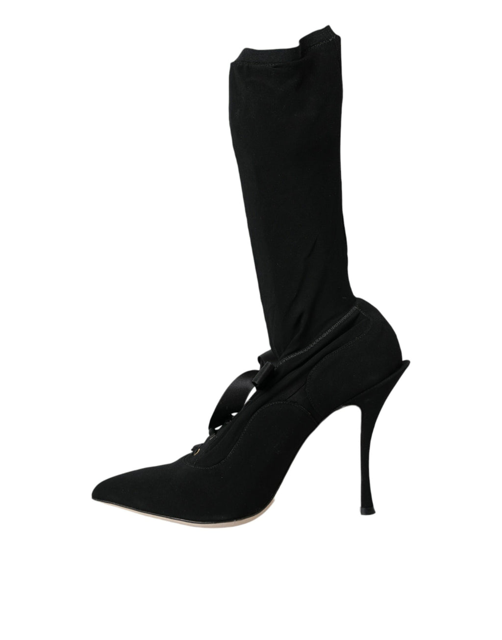 Schwarze Stiletto-Stiefeletten mit mittelhohem Schaft
