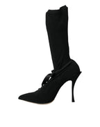 Schwarze Stiletto-Stiefeletten mit mittelhohem Schaft