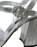 Silver Lambskin Leather Heels Sandals Shoes