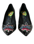 High Heels BOOM-Patch aus schwarzem Leder