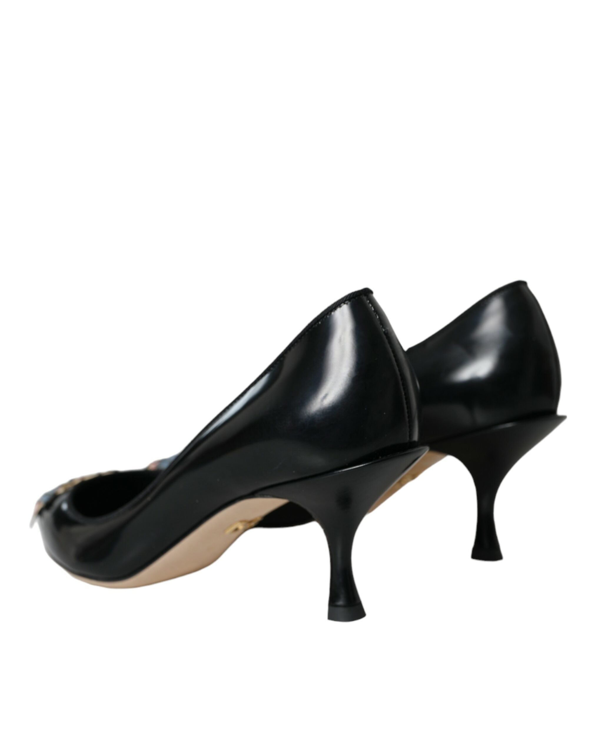 High Heels BOOM-Patch aus schwarzem Leder