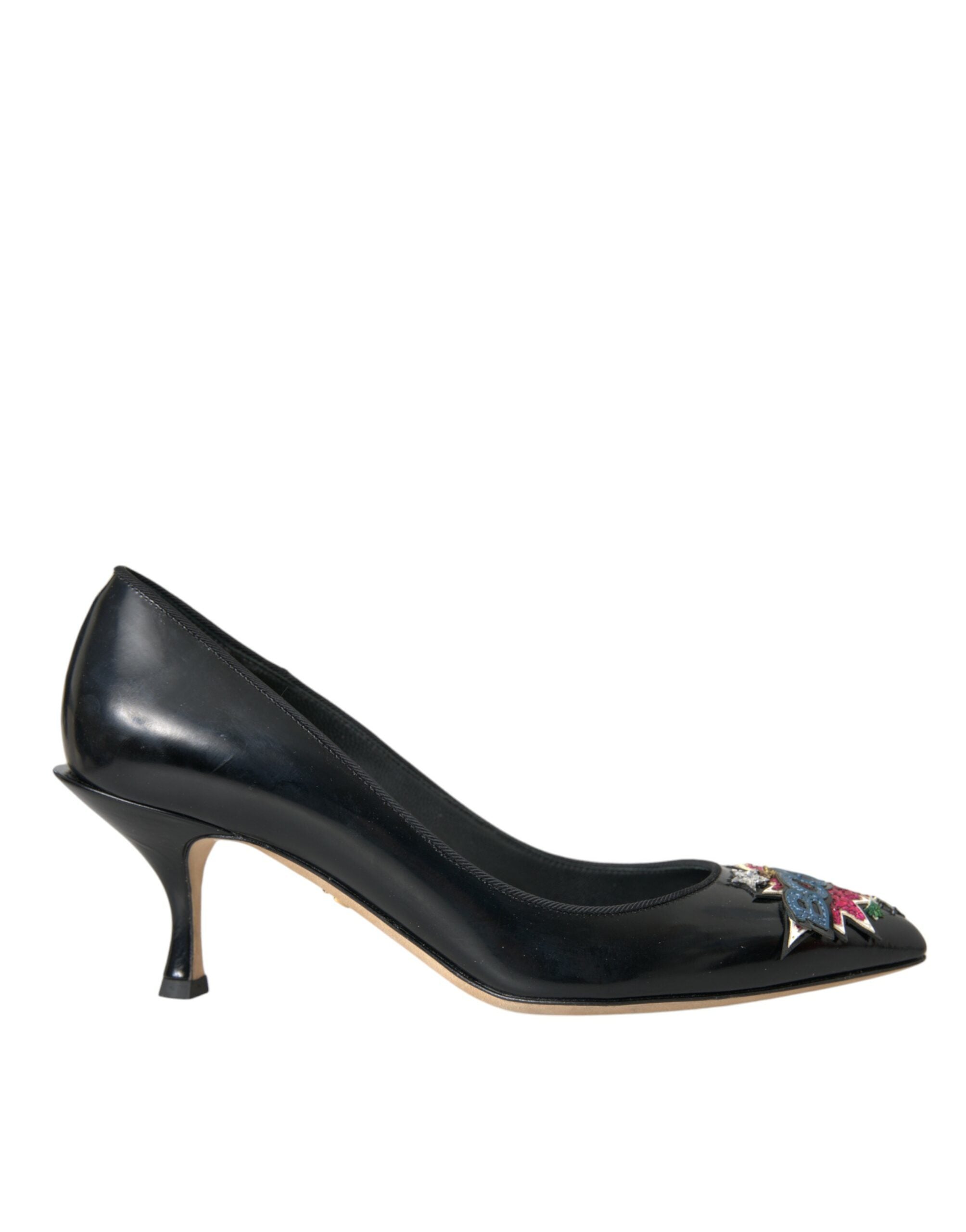 High Heels BOOM-Patch aus schwarzem Leder