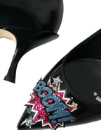 High Heels BOOM-Patch aus schwarzem Leder