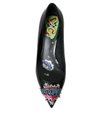 High Heels BOOM-Patch aus schwarzem Leder