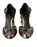Mehrfarbige Pailletten-Kristall-Mary-Jane-Schuhe