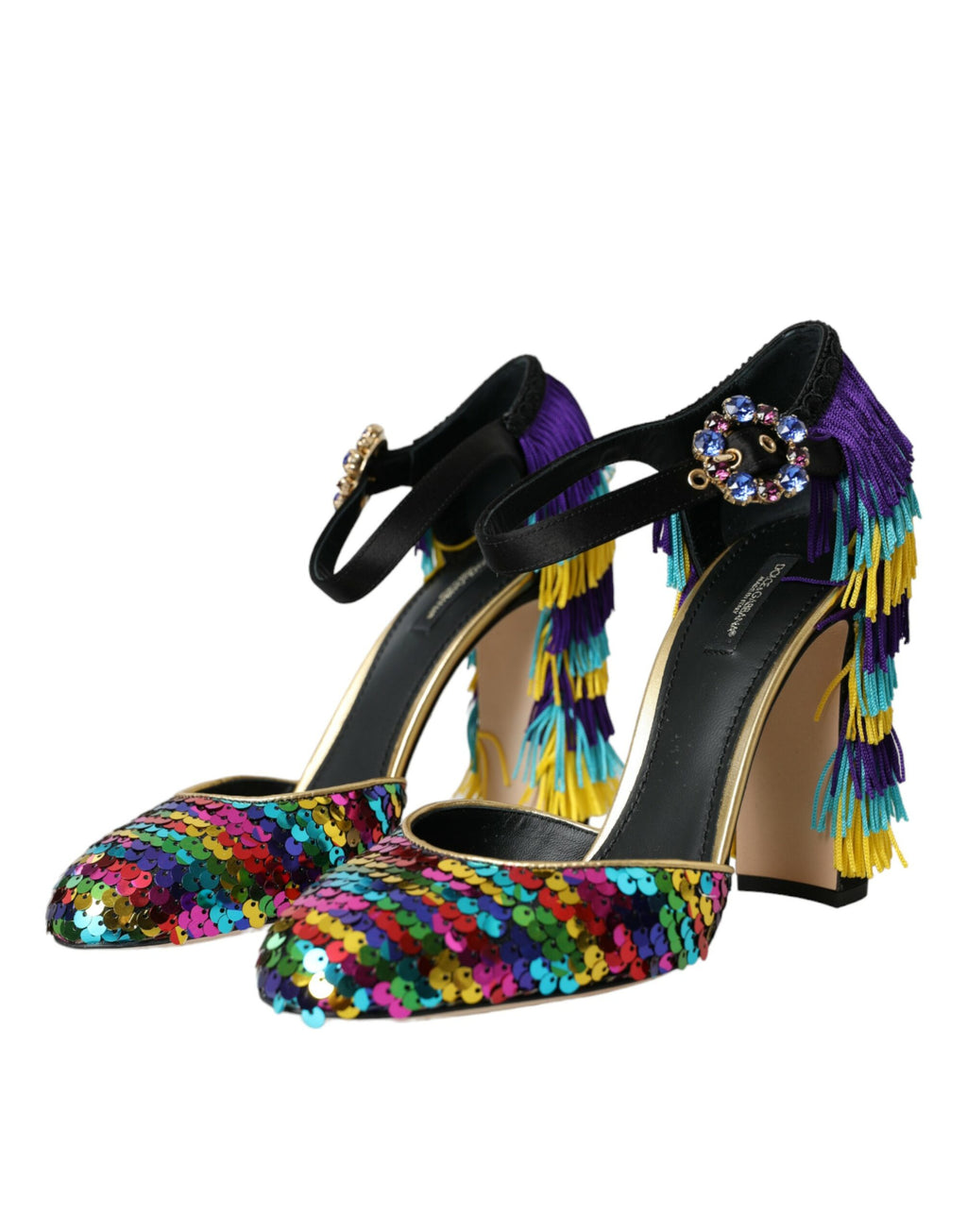 Mehrfarbige Pailletten-Kristall-Mary-Jane-Schuhe