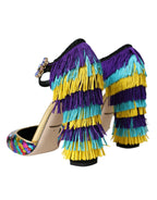 Mehrfarbige Pailletten-Kristall-Mary-Jane-Schuhe