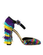 Mehrfarbige Pailletten-Kristall-Mary-Jane-Schuhe