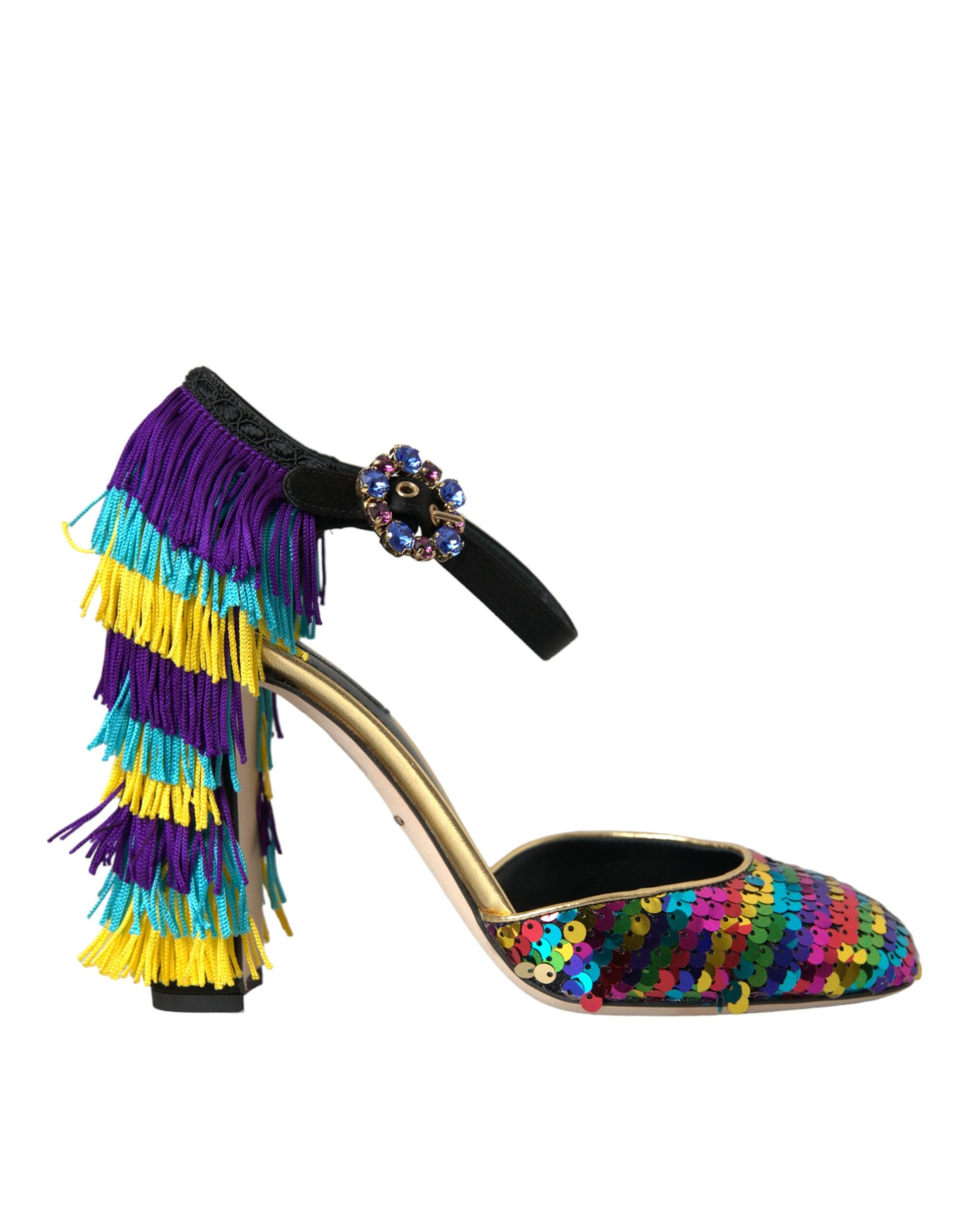 Mehrfarbige Pailletten-Kristall-Mary-Jane-Schuhe