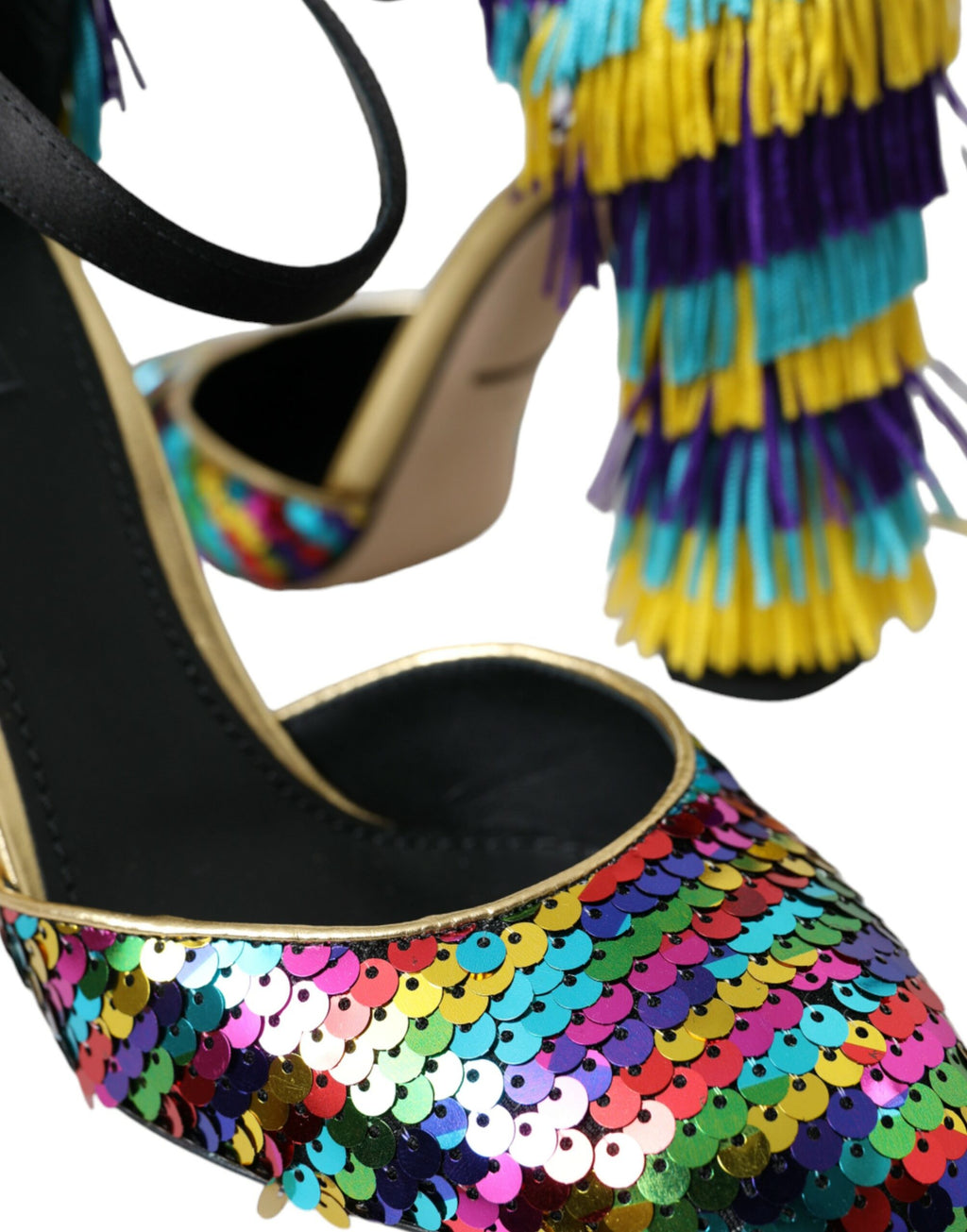 Mehrfarbige Pailletten-Kristall-Mary-Jane-Schuhe