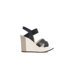 Damen-Sandale aus blauem Kalbsleder