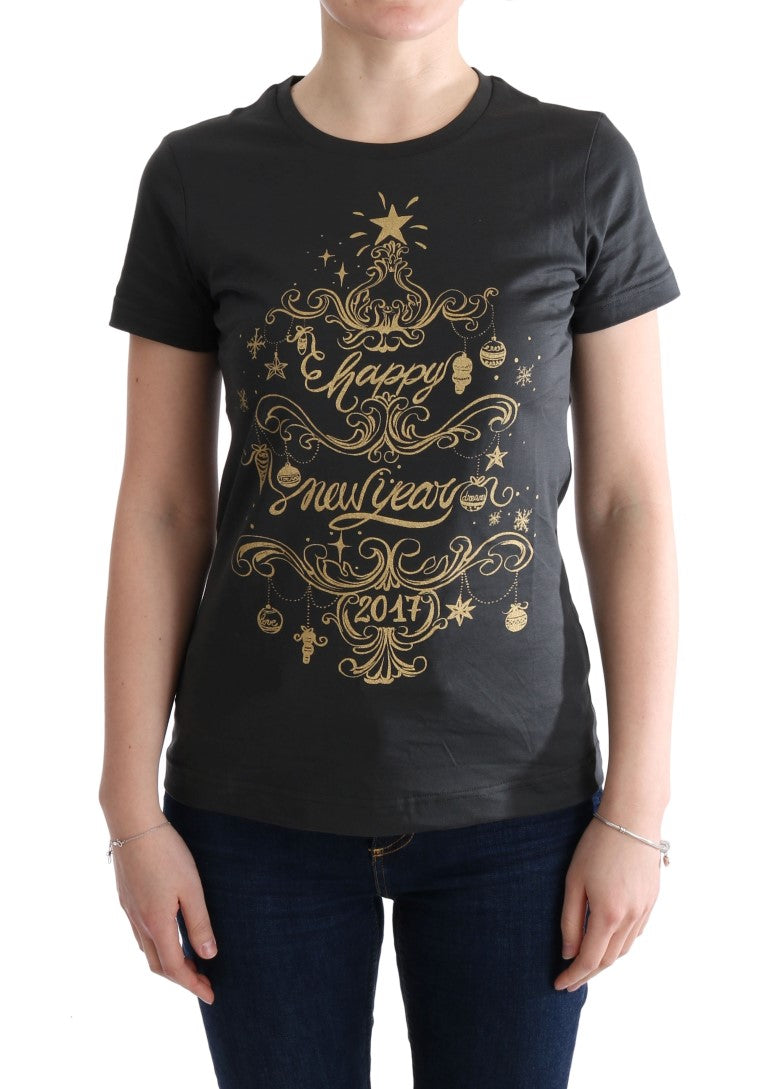 Graues Baumwoll-Motive-T-Shirt 2017