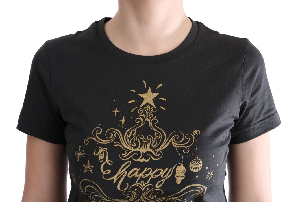 Graues Baumwoll-Motive-T-Shirt 2017