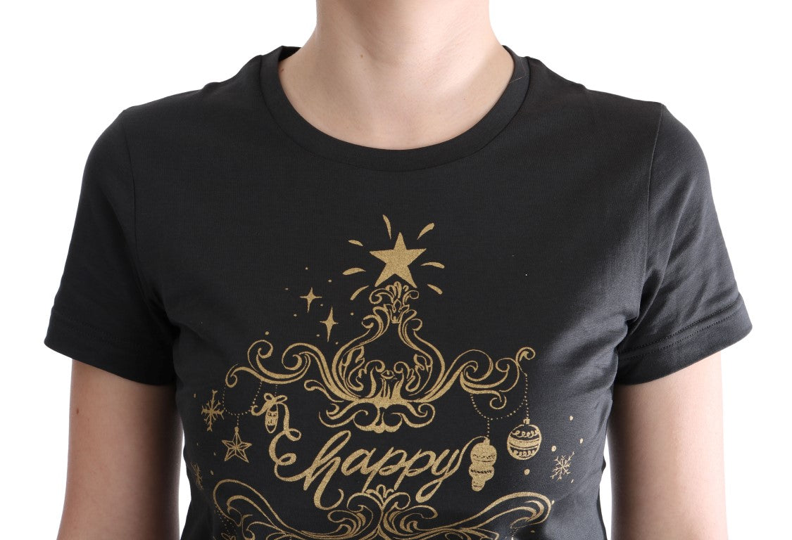Graues Baumwoll-Motive-T-Shirt 2017