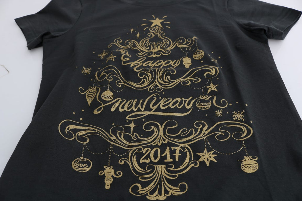 Graues Baumwoll-Motive-T-Shirt 2017
