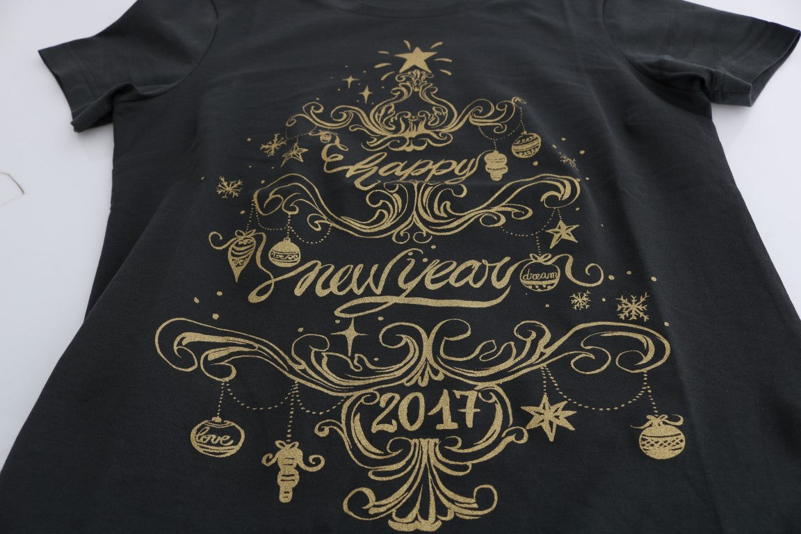 Graues Baumwoll-Motive-T-Shirt 2017