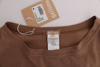Brauner Baumwollpullover mit Nieten