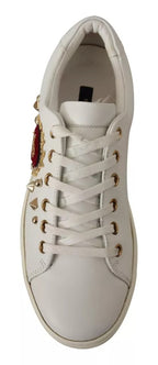 Weiße Leder Sneaker mit Gold und Rotem Herz