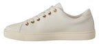 Weiße Leder Sneaker mit Gold und Rotem Herz
